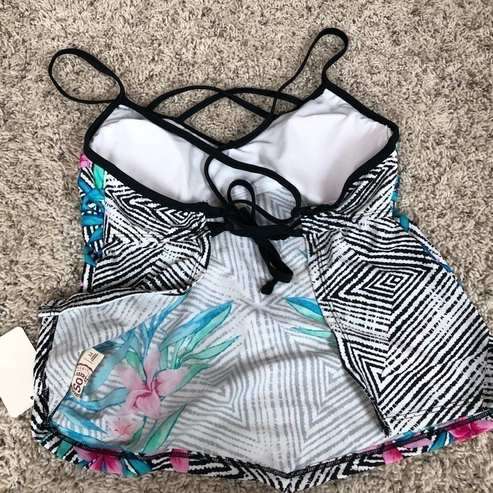 🆕 Sexy tropical floral strappy tropical colorful tankini swim top - Picture 3 of 9